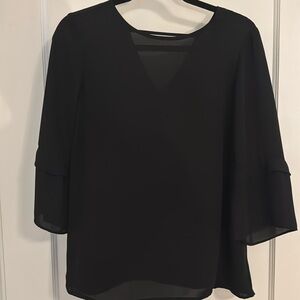 Black DR2 3/4 sleeve chiffon top